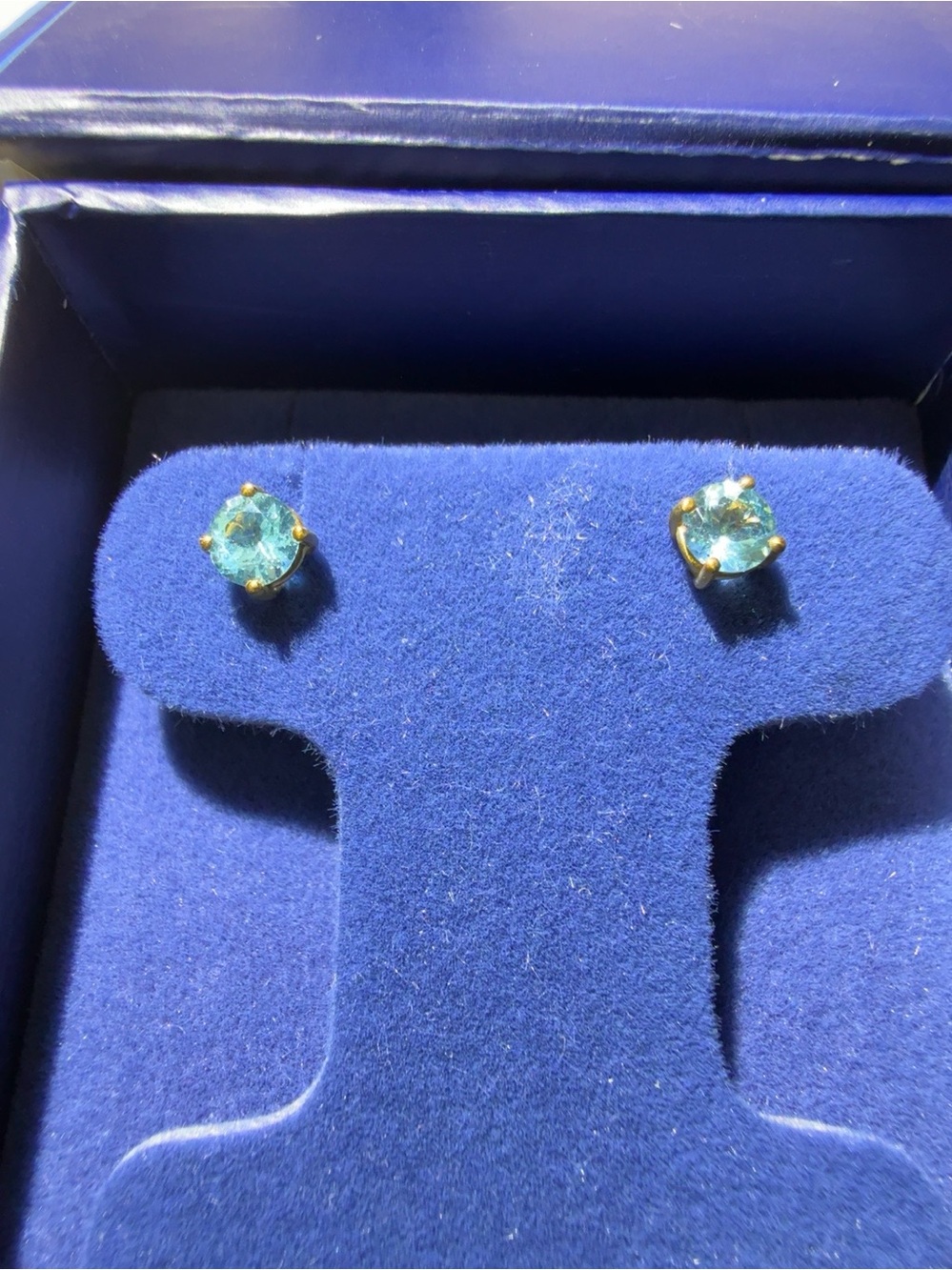 10K Gold Blue Apatite Stud Earrings